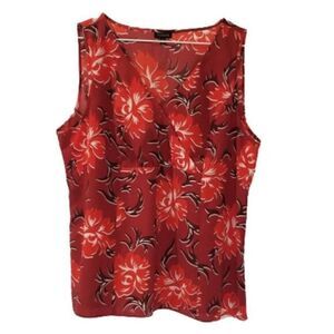 TALBOTS Sleeveless Floral Printed Faux Wrap Blouse